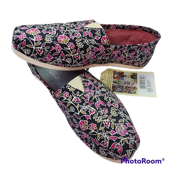 Toms canvas slip-on shoes floral soft comfortable size 8 nwt - Picture 8 of 14